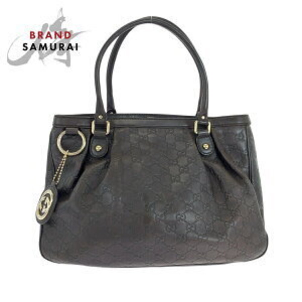 GUCCI Guccissima Sukey Black leather tote bag shoulder